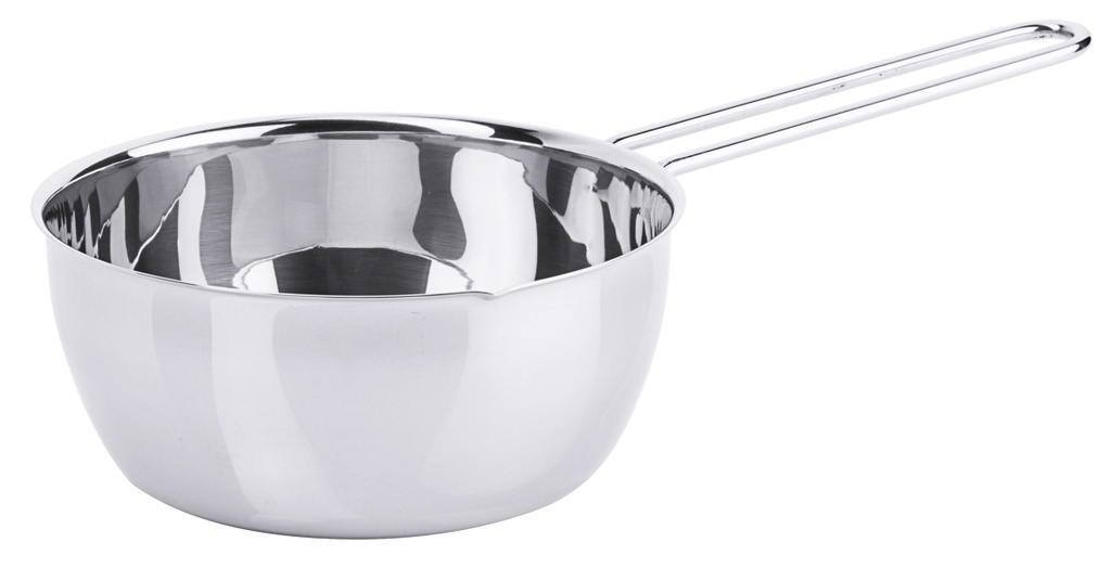 Butterpfännchen aus Edelstahl mit Ausgusschnaupe