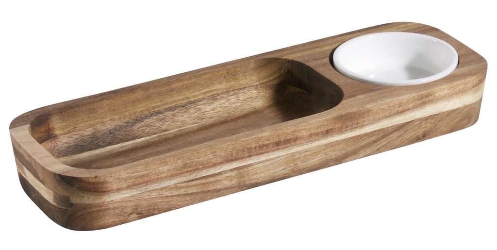 Dipschalen - Set Contacto eckig aus Akazienholz mit Mulde 30x 10cm