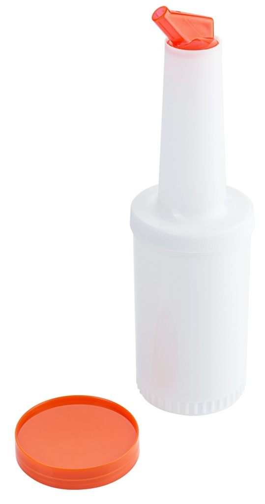 Dosier- und Vorratsflasche Contacto aus Polypropylen mit farbigen Ausgießer