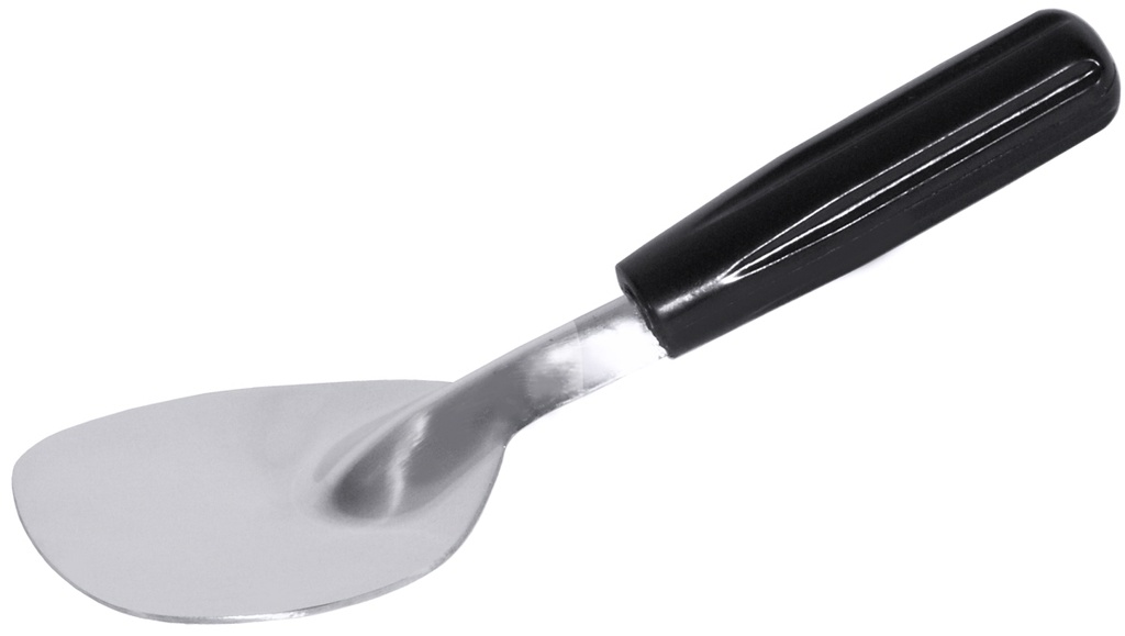 Eisspatel aus Edelstahl mit schwarzem Kunststoffgriff 9cm x 7,5cm