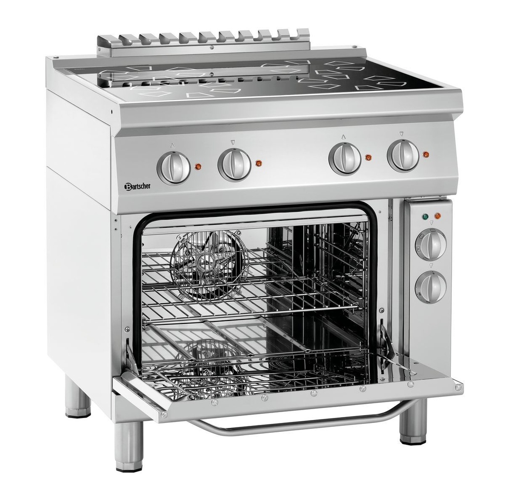 Elektroherd Serie 700, 4 Kochzonen und Backofen Bartscher