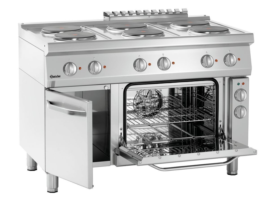 Elektroherd 700, 6 Kochzonen und Backofen Bartscher