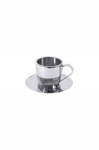 [CTO-5140/001] Tassen mit Untertasse Contacto doppelwandig aus Edelstahl (60mm, 0.08)