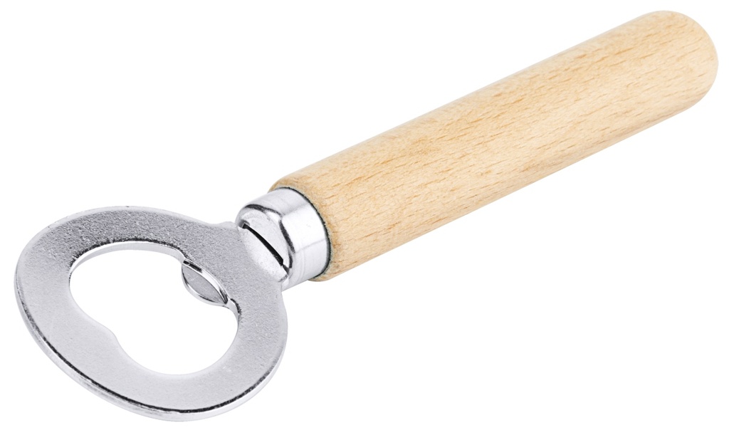 Flaschenöffner vernickelt mit Buchenholzgriff