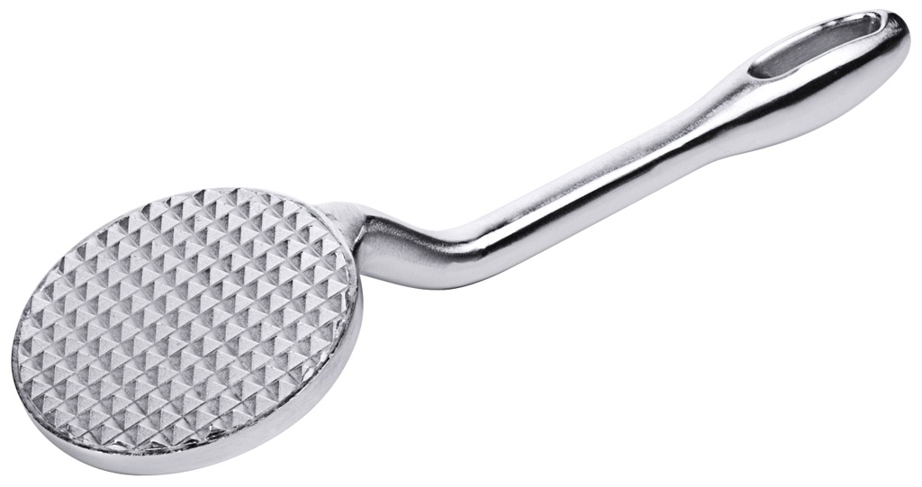 Fleischklopfer mit geriffelter Klopffläche aus massivem Zinkguss