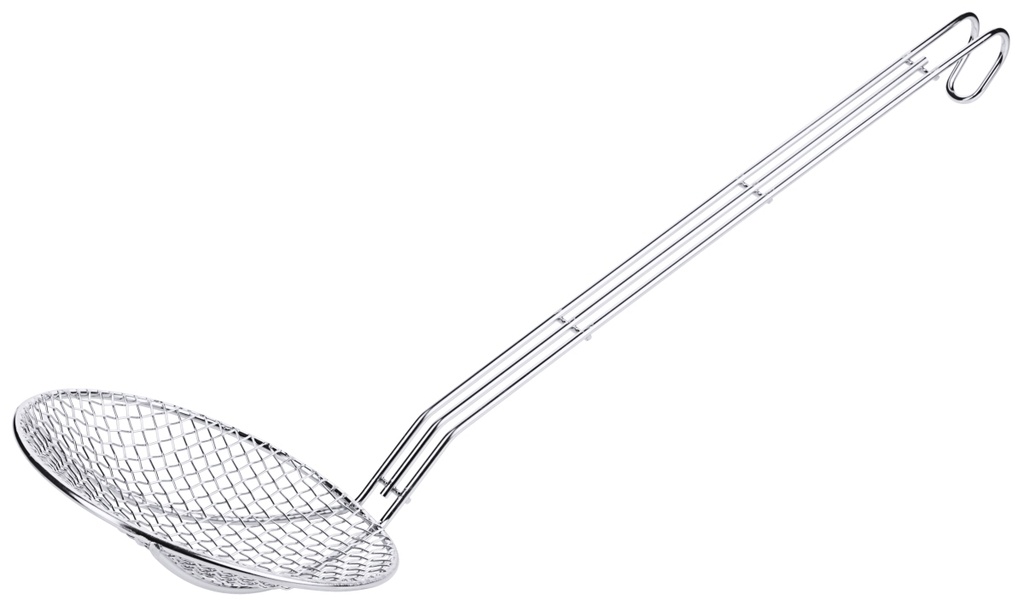 Frittierlöffel rund, aus Edelstahl mit Gitternetz