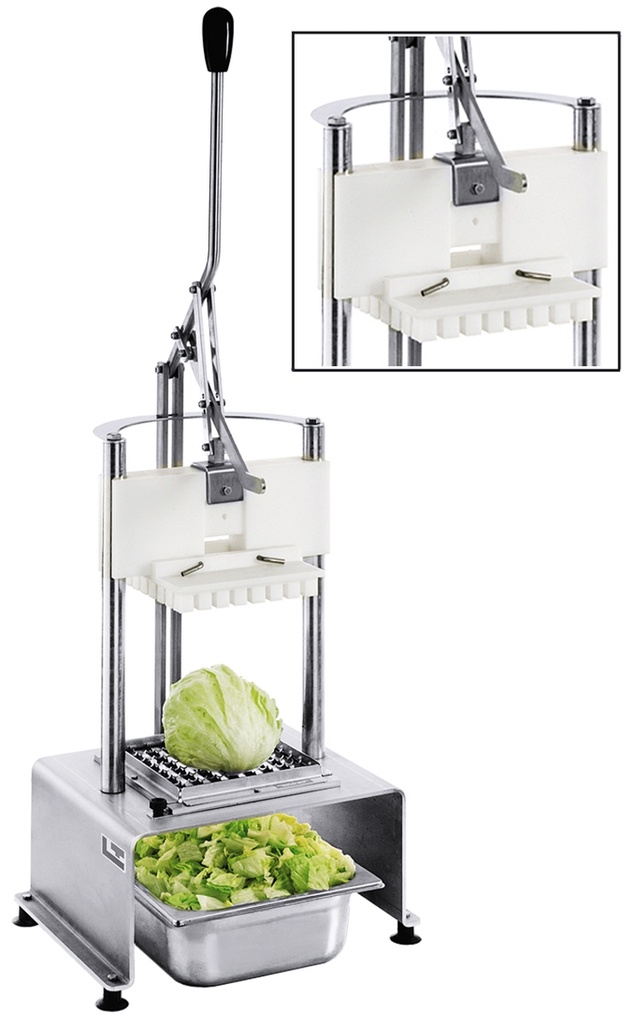 Salatschneidegerät mit 23 x 23 mm Schneideeinsätzen