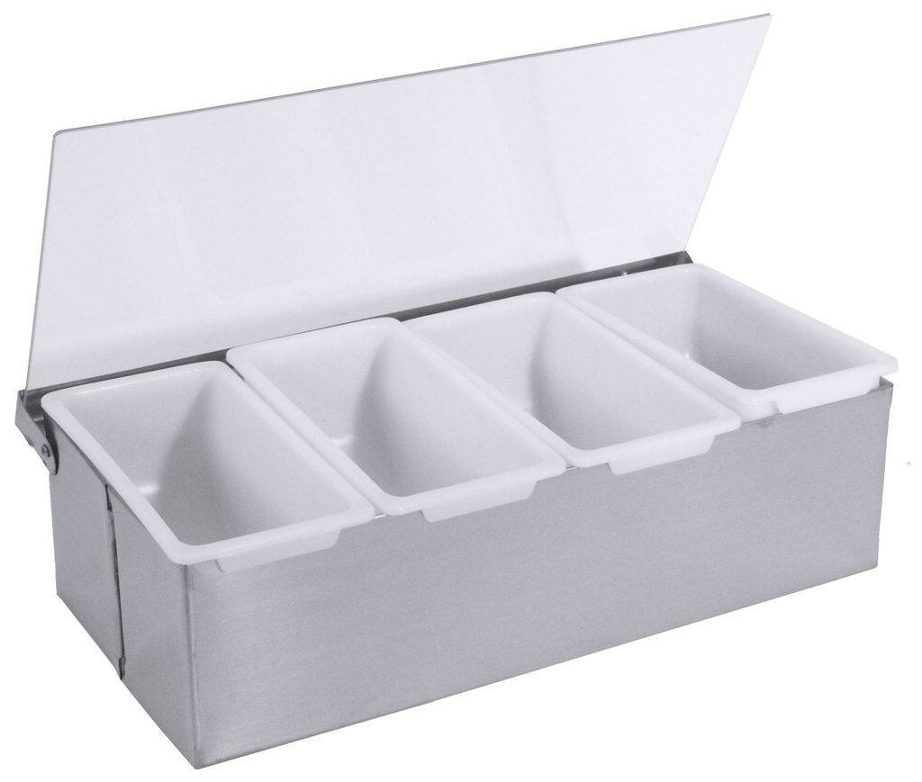 Zutatenbehälter aus Edelstahl 18/10 mit vier Einsatzschalen