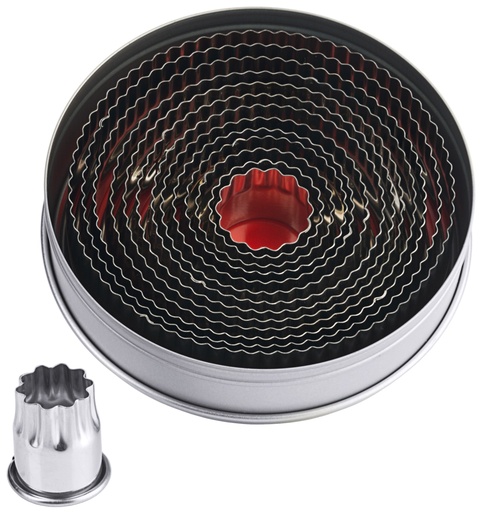 [CTO-4074/012] Ausstechformen - Set Contacto rund gewellt, 14 Stck. aus Edelstahl