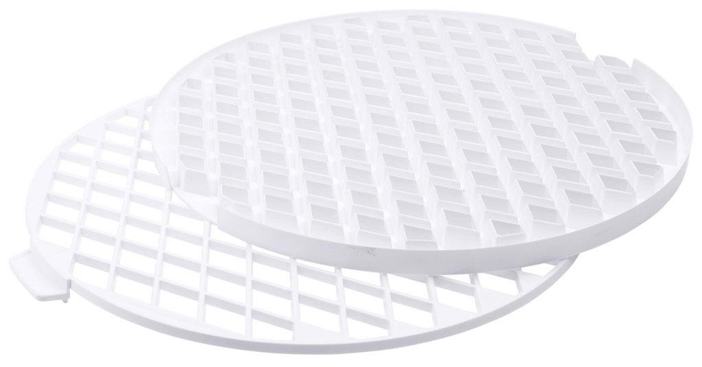Gitterteigstanze ∅ 30cm zweiteilig aus weißem Polystyrol