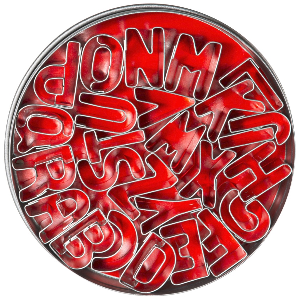 Ausstechformen - Set Buchstaben (Ø 12,5 cm), aus Weißblech