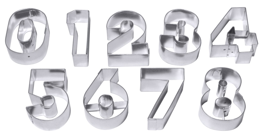 Ausstechformen Zahlen aus Weißblech von 0-9 im Karton