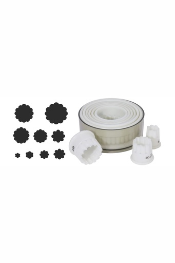 [CTO-230/009] Ausstechform - Set Contacto gewellt, 9 Stck. aus weißem Exoglas