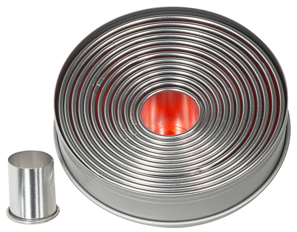 Ausstechformen - Set rund glatte Form, 14 Stck. aus Weißblech