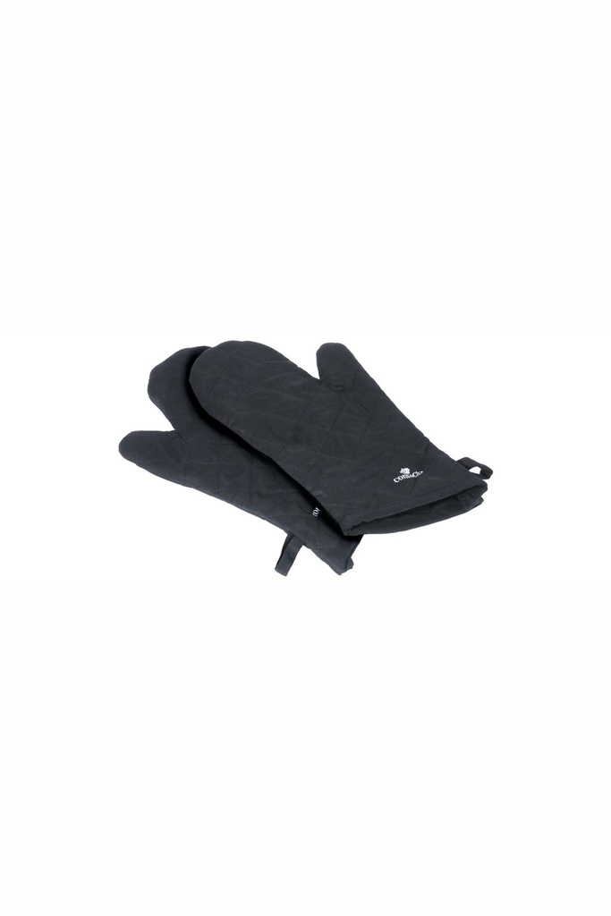 Küchenhandschuhe Fäustlinge Contacto ganz aus gesteppter, schwarzer Baumwolle