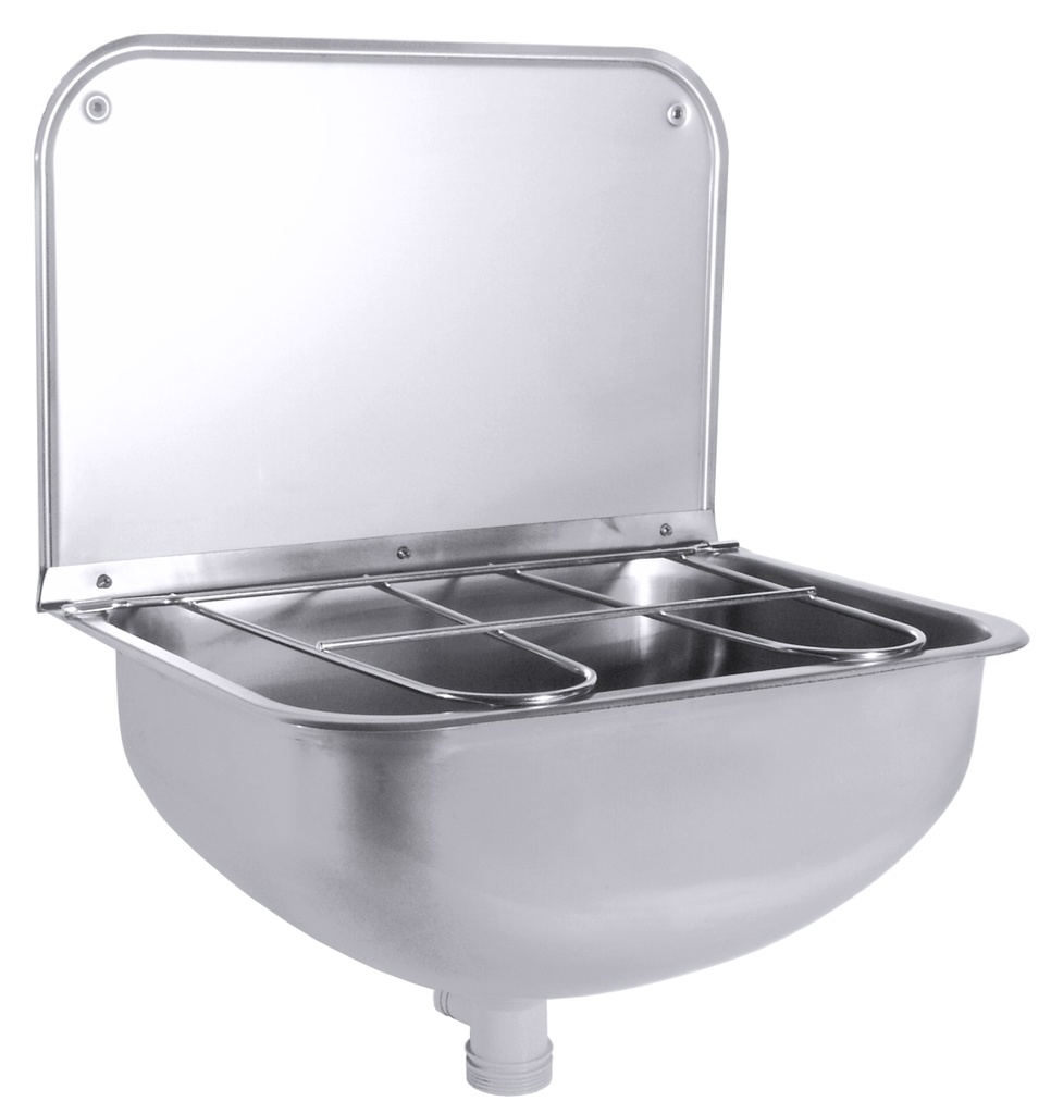 Ausgussbecken 43x 31,5cm aus Edelstahl 18/10, mit Bodenventil