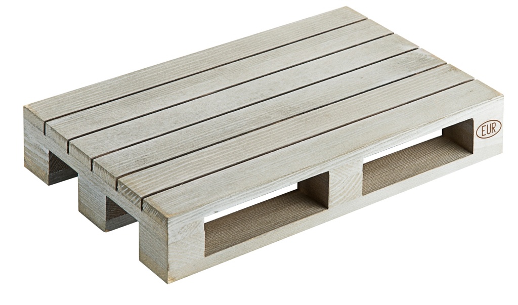 Holzpalette Contacto 20x 13cm aus grau lasiertem Holz 