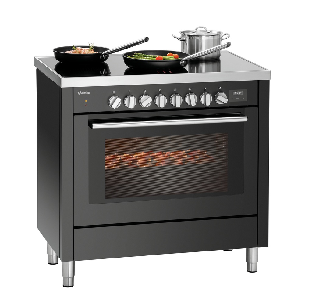 Induktionsherd, mit 6 Kochzonen und Backofen Bartscher