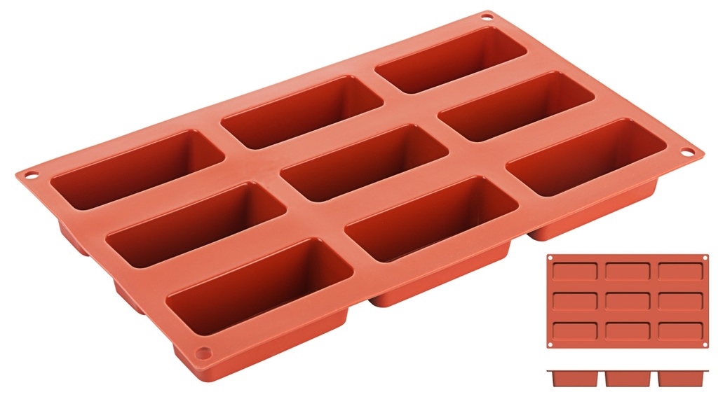 Backmatte Barren aus Silikon 9 Formen a´ 8,5cm x 3,5cm