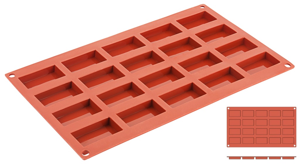 Backmatte Flachbarren Contacto aus Silikon 20 Formen a´ 4,9cm x 2,6cm