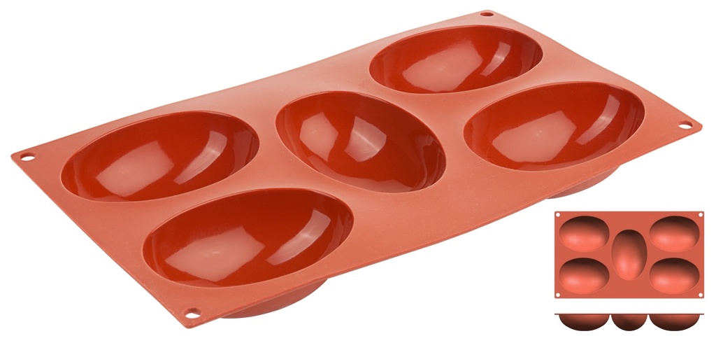 Backmatte Halbeier aus reinem flexiblen Silikon 5 Formen 10cm x 7cm