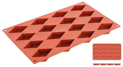 [CTO-6650/065] Backmatte Contacto RAUTE aus reinem flexiblen Silikom 16 Formen 6,5cm x 3,5cm