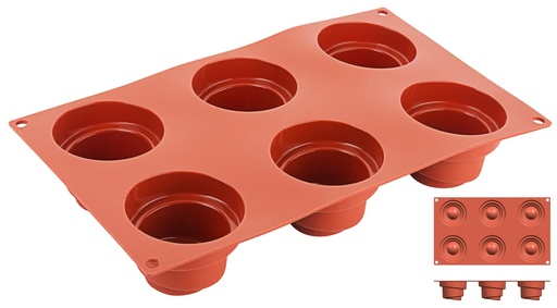 [CTO-6642/068] Backmatte Contacto Wendelturm aus reinem flexiblen Silikon 6 Formen ∅ 6,8cm