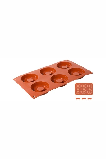 [CTO-6631/726] Backmatte Contacto Savarin aus reinem flexiblen Silikon 6 Formen ∅ 7,2cm