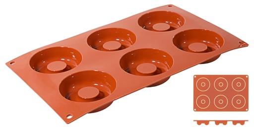 [CTO-6631/726] Backmatte Contacto Savarin aus reinem flexiblen Silikon 6 Formen ∅ 7,2cm