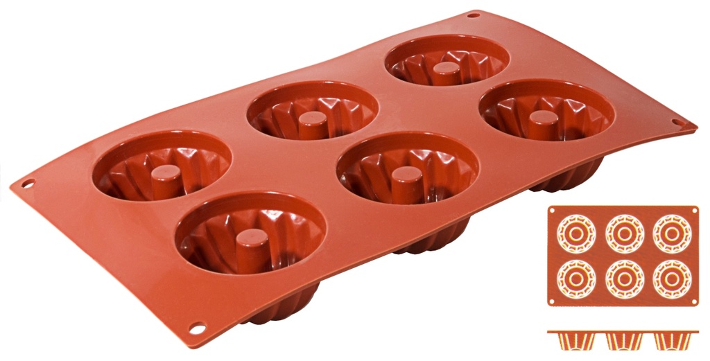 Backmatte Contacto GUGELHUPF aus Silikon 6 Formen ∅ 7cm