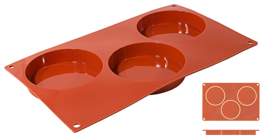 Backmatte  BISKUIT aus reinem flexiblen Silikon 3 Formen ∅ 10cm
