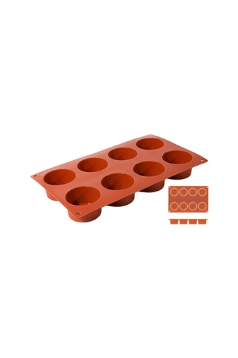 [CTO-6636/068] Backmatte Contacto zylindrisch aus Silikon 8 Formen ∅ 6cm