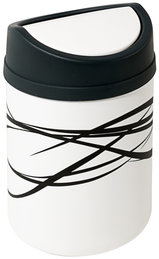 [CTO-3056/180] Tischabfallbehälter aus weißem Polypropylen mit Schwingdeckel ∅ 12,5cm