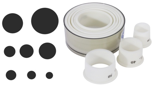 [CTO-228/008] Ausstechform - Set glatt, 8 Stck. aus weißem Exoglas