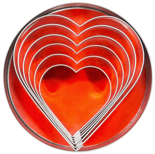 [CTO-631/006] Ausstechformen - Set Herz, 6 Stck. aus Weißblech