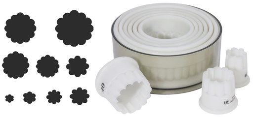 [CTO-230/009] Ausstechform - Set Contacto gewellt, 9 Stck. aus weißem Exoglas