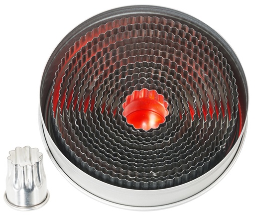 [CTO-617/014] Ausstechformen - Set rund gewellte Form, 14 Stck. aus Weißblech