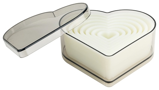 [CTO-1228/007] Ausstechform - Set Herz, 7 Stck. aus hellem Polyamid