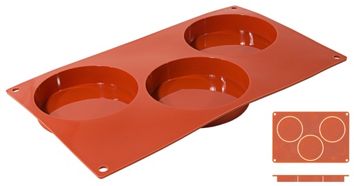 [CTO-6641/100] Backmatte  BISKUIT aus reinem flexiblen Silikon 3 Formen ∅ 10cm