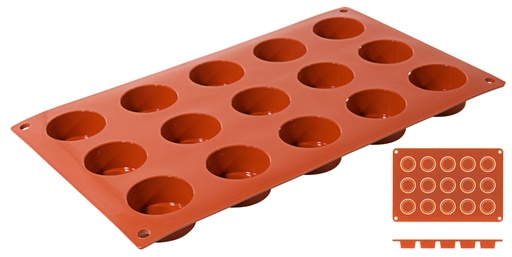 [CTO-6635/415] Backmatte MINI-ZYLINDER aus reinem flexiblen Silikon 15 Formen ∅ 4cm