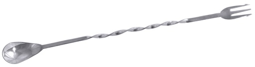 [CTO-2084/245] Barlöffel mit Gabel aus Edelstahl mit gedrehtem Stiel, Länge: 24,5cm