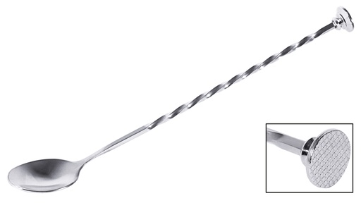 [CTO-2093/280] Barlöffel mit Stößel aus Edelstahl mit gedrehtem Stiel, Länge: 28cm