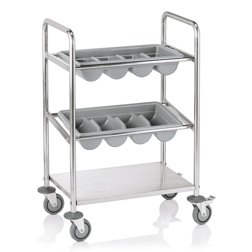 [WAS-1518002] Bestecktransportwagen 62x 40x94,5cm aus Chromnickelstahl