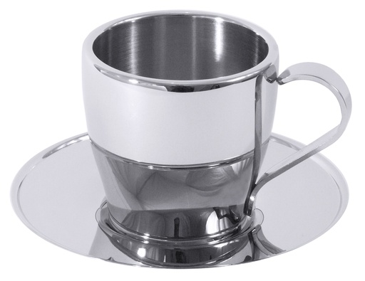 [CTO-5140/001] Tassen mit Untertasse Contacto doppelwandig aus Edelstahl