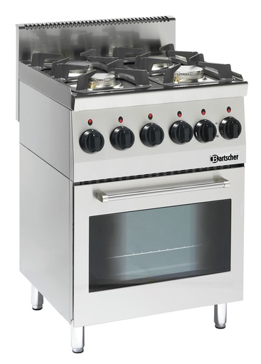 [BAR-1315563] Gasherd 600, mit 4 Kochzonen und Backofen Bartscher