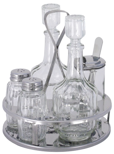 [CTO-126/005] Menage Contacto 5-teilig Salz/Pfeffer, Essig/Öl, Senf