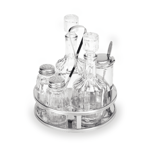 [WAS-1480005] Menage WAS Germany 5-teilig Salz/Peffer, Essig/Öl, Senfglas