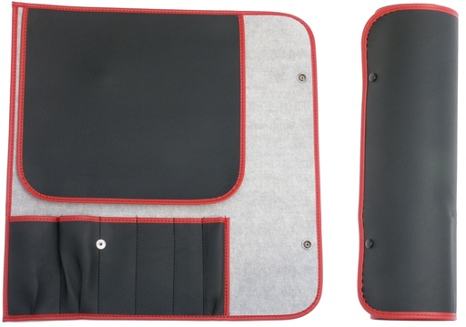 [CTO-3661/006] Messerrolltasche aus schwarzem Kunstleder 