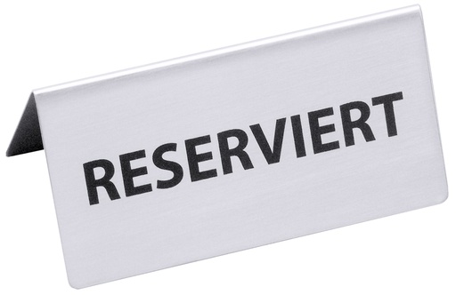 [CTO-1056/120] Tischschild Contacto beidseitig bedruckt aus Edelstahl