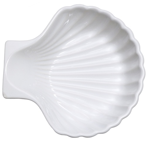 [CTO-6222/140] Muschelschale ∅ 14cm aus weißer feuerfester Keramik 